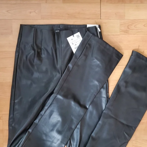 Zara Extra Long Faux Leather Leggings Pants - Picture 15 of 15
